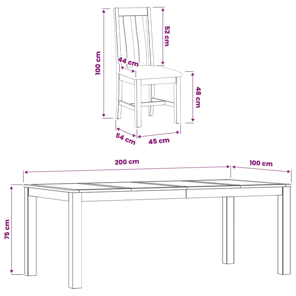 Set da pranzo 7 pz Nero Legno di Quercia Massello 3430391