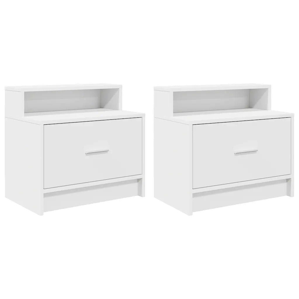 Comodini con Cassetto 2 pz Bianco 51x31x47 cm