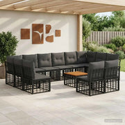 Set di divani da esterno 13 pcs Nero e Grigio scuro Poliestere 3437579