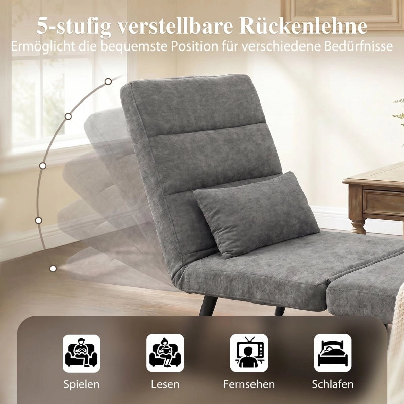 POLTRONA LETTO 3 in 1 186 cm Grigio in chenille e metallo