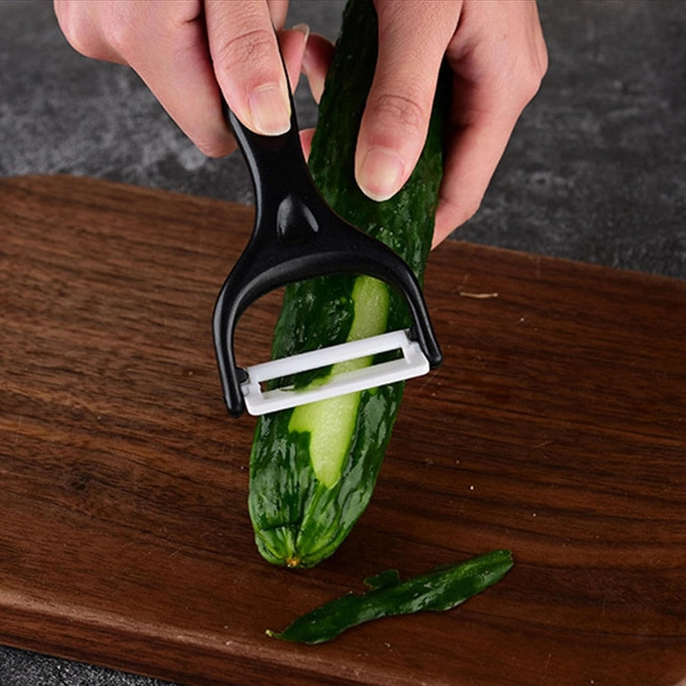 Trade Shop - Set Di Coltelli Da Cucina In Acciaio 6pz Manico In Silicone Con Motivo Ondulato Nero -