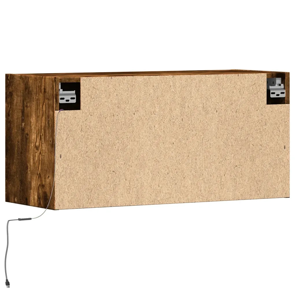 Mobile TV a Parete con Luci LED Rovere Fumo 80x31x35 cm 852359