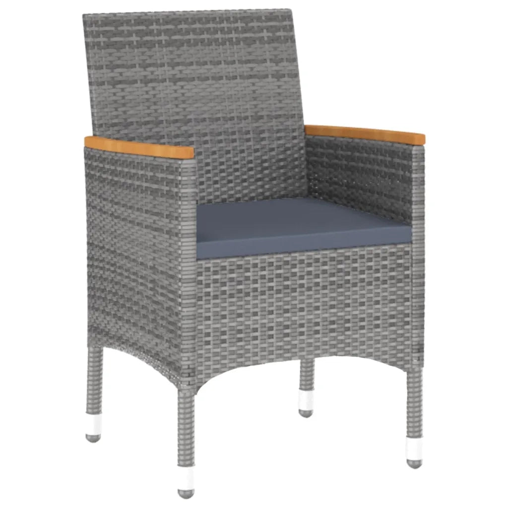 Set da Pranzo per Giardino 3 pz | Set Salotto da Giardino in Polyrattan Grigio