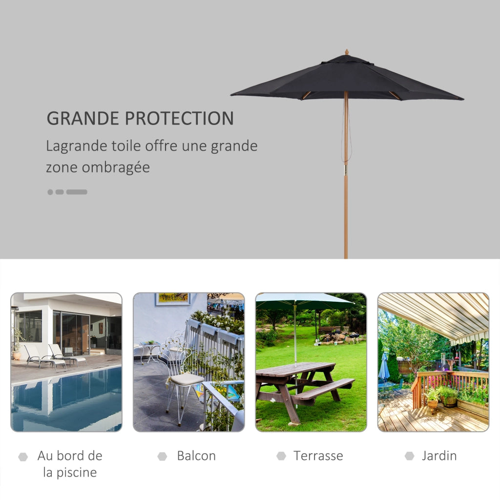 Ombrellone da giardino esterno doppio tetto esagonale ¨C zephmum ¨C Bamb¨´ nero ? 250x230 cm