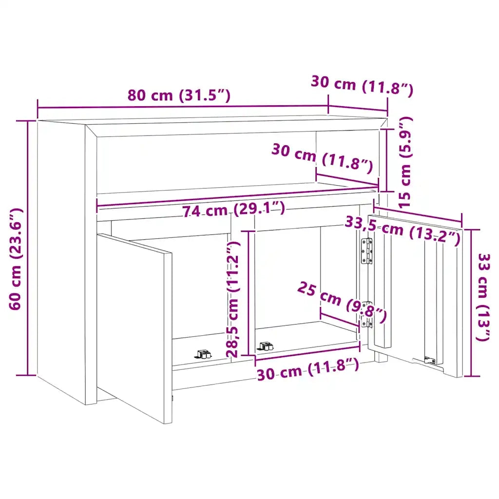 Credenza | Madia | Buffet da pranzo | Armadio da pranzo 80x30x60 cm in Legno Massello di Teak