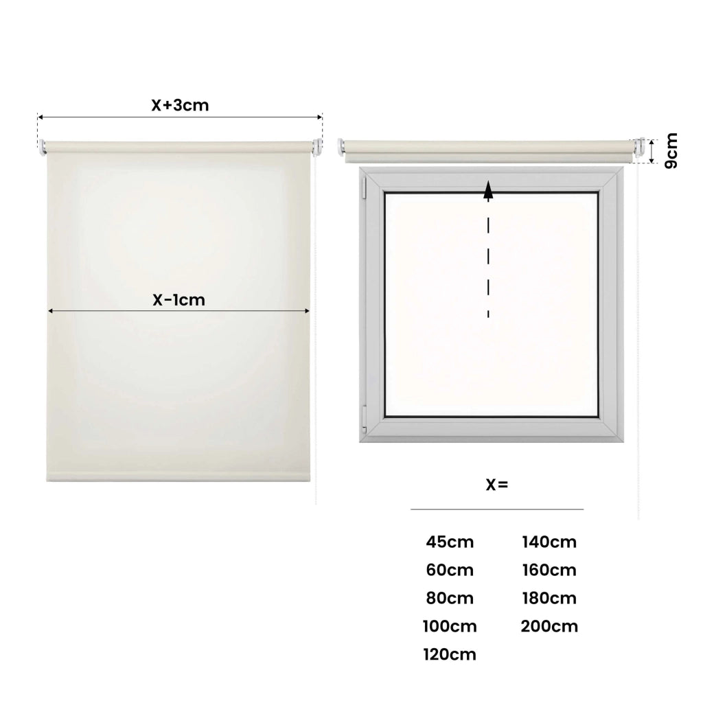 Tenda a Rullo Filtrante per finestre e porte Ecru 100x250 cm