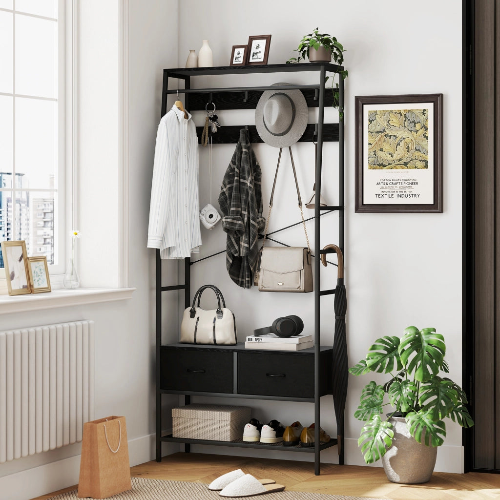 Armadio a stecche con cassetti e scaffale ¨C Zephmum ¨C Nero 80x30x180,5 cm