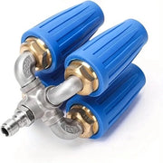 Pistolo ad alta pressione con testa di spruzzo rotante in lega di alluminio con connessione idraulica in acciaio inox a quattro vie (blu)