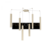 SQUARE TUBE SOSPENSIONE 6 LUCI SABBIA CAVO CM.250 CON BASE 1173-S6-SA