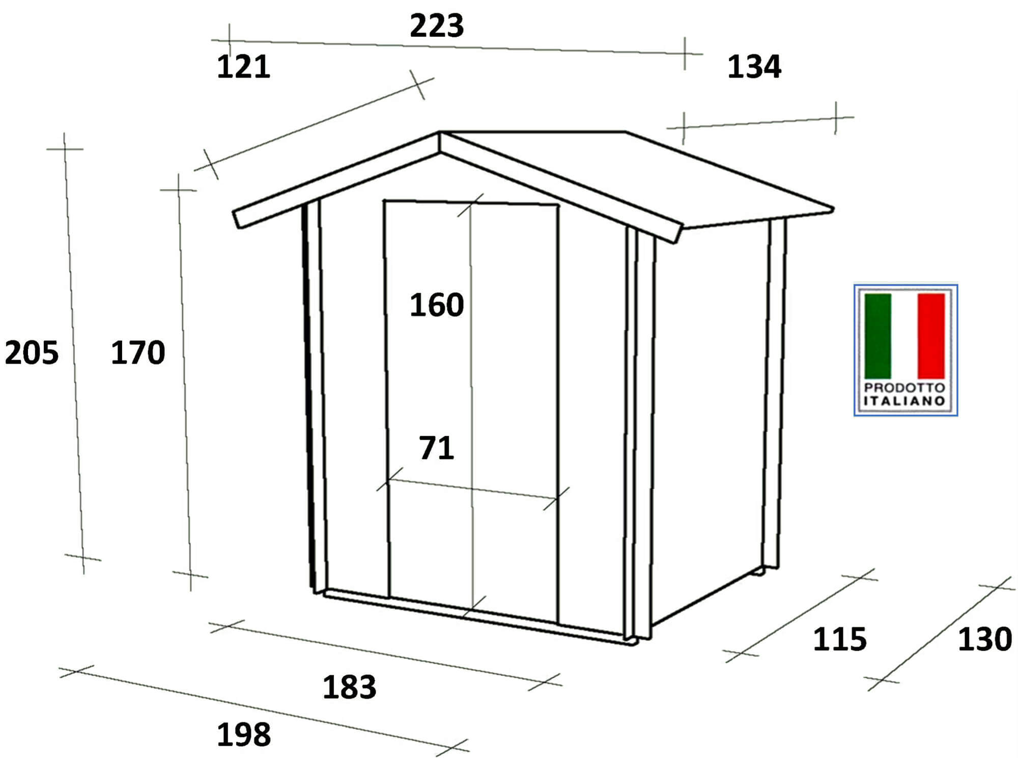 Casetta Box da Giardino per Attrezzi 198x130 cm con Porta Singola Cieca in Legno Naturale