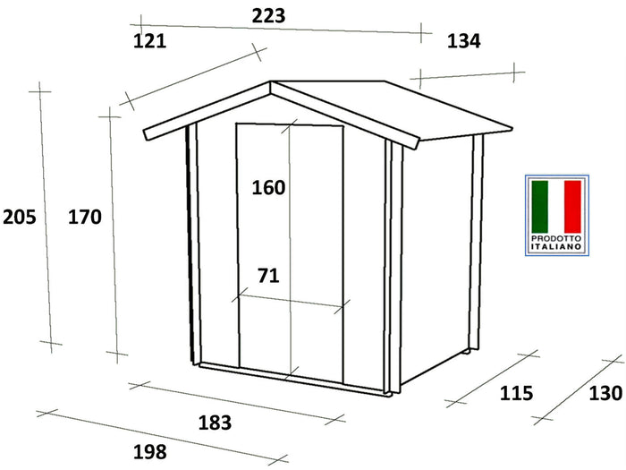 Casetta Box da Giardino per Attrezzi 198x130 cm con Porta Singola Cieca in Legno Naturale