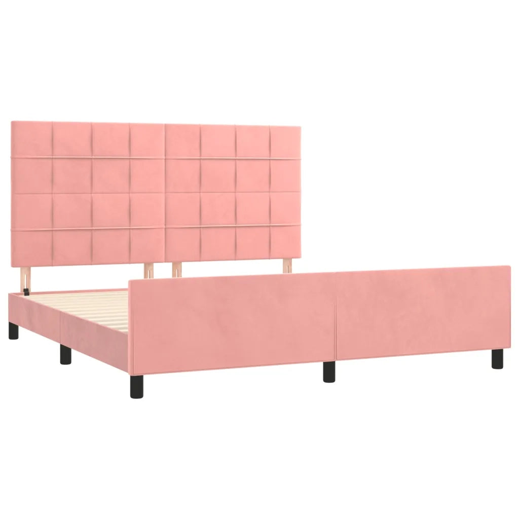 Giroletto con Testiera Rosa 160x200 cm in Velluto