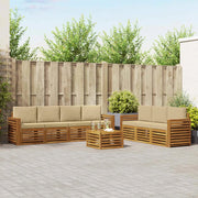 Set divani 8 pcs Naturale e Beige Legno di Acacia Massello