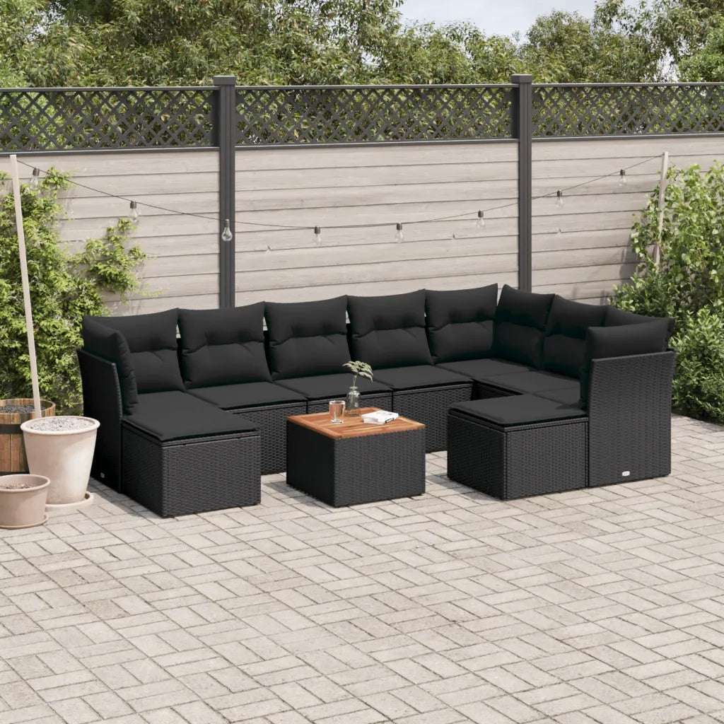 Set Divani da Giardino 10pz con Cuscini in Polyrattan Nerocod mxl 87925