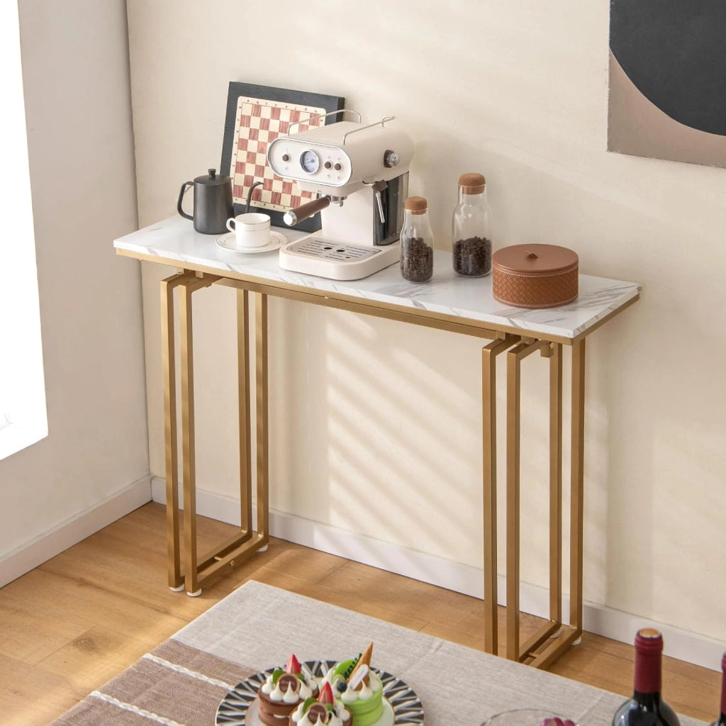 Tavolo Consolle, Consolle Ingresso, Tavolino Console di Ingresso, Telaio Robusto e Stabile, Piedini Regolabili, per Ingresso, Soggiorno, Corridoio, Stile Moderno (Oro)