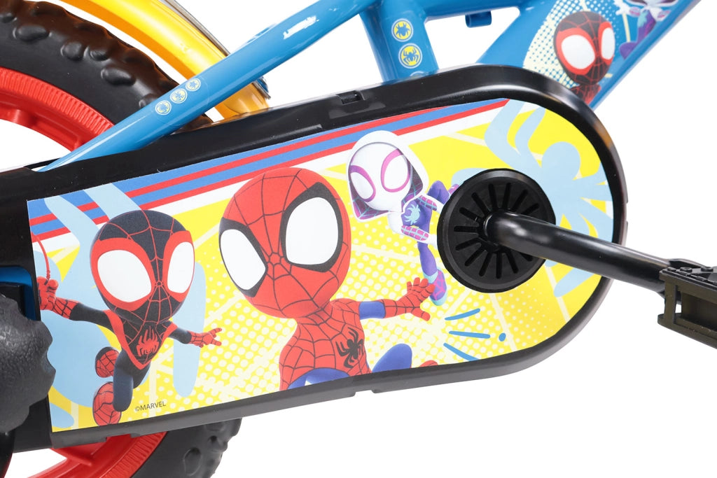 Bicicletta per Bambini 12" Marvel Spidey Freno Caliper e Stabilizzatori in Acciaio Hi-Ten Azzurro