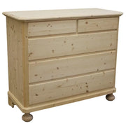 cassettiera classica 5 cassetti legno massello di abete grezzo 118x52x99 (306) - Mobili 2G
