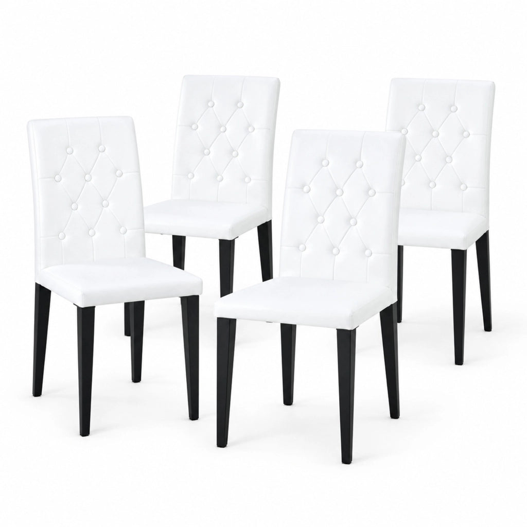Set di 4 sedie da pranzo bianche con gambe nere