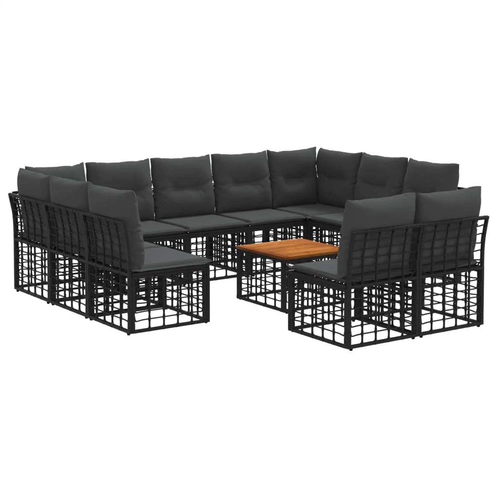 Set di divani da esterno 12 pcs Nero e Grigio scuro Poliestere 3437575