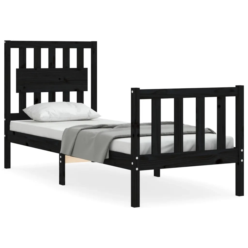 Giroletto con Testiera Nero Small Single in Legno Massello 3192390
