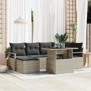Set Divano da Giardino 7 pcs Grigio chiaro Poly Rattan 3357595