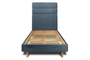 Letto 90x190 cm con testiera in linea - tessuto bouclé