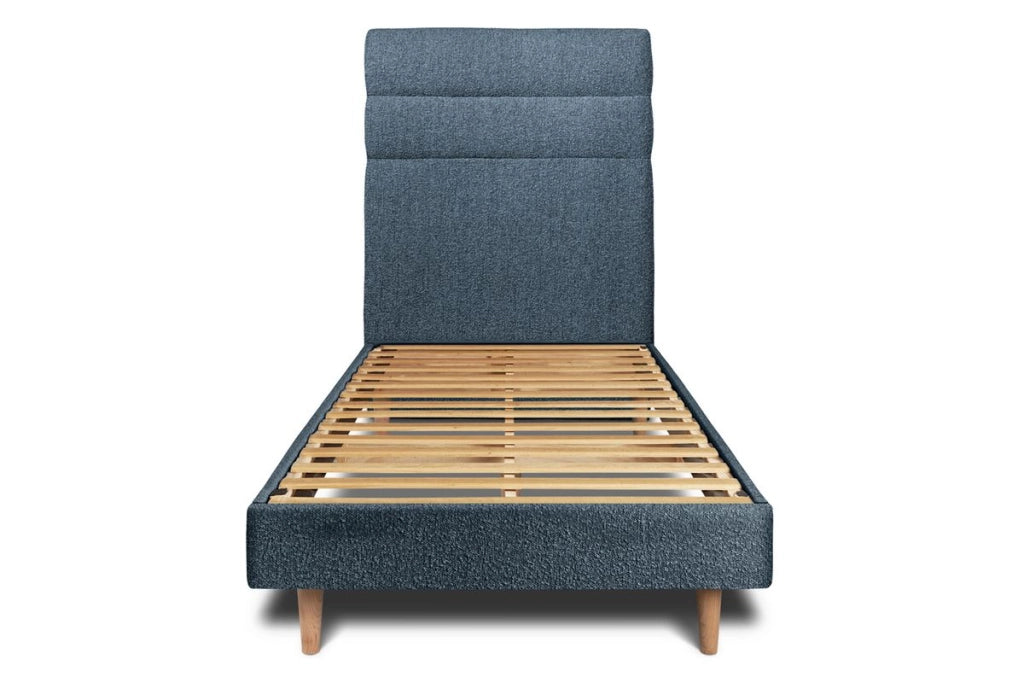 Letto 90x190 cm con testiera in linea - tessuto bouclé