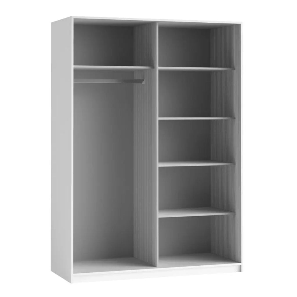 Armadio design 120cm. 2 porte con specchi modulari. Colore bianco opaco. Collezione EOS