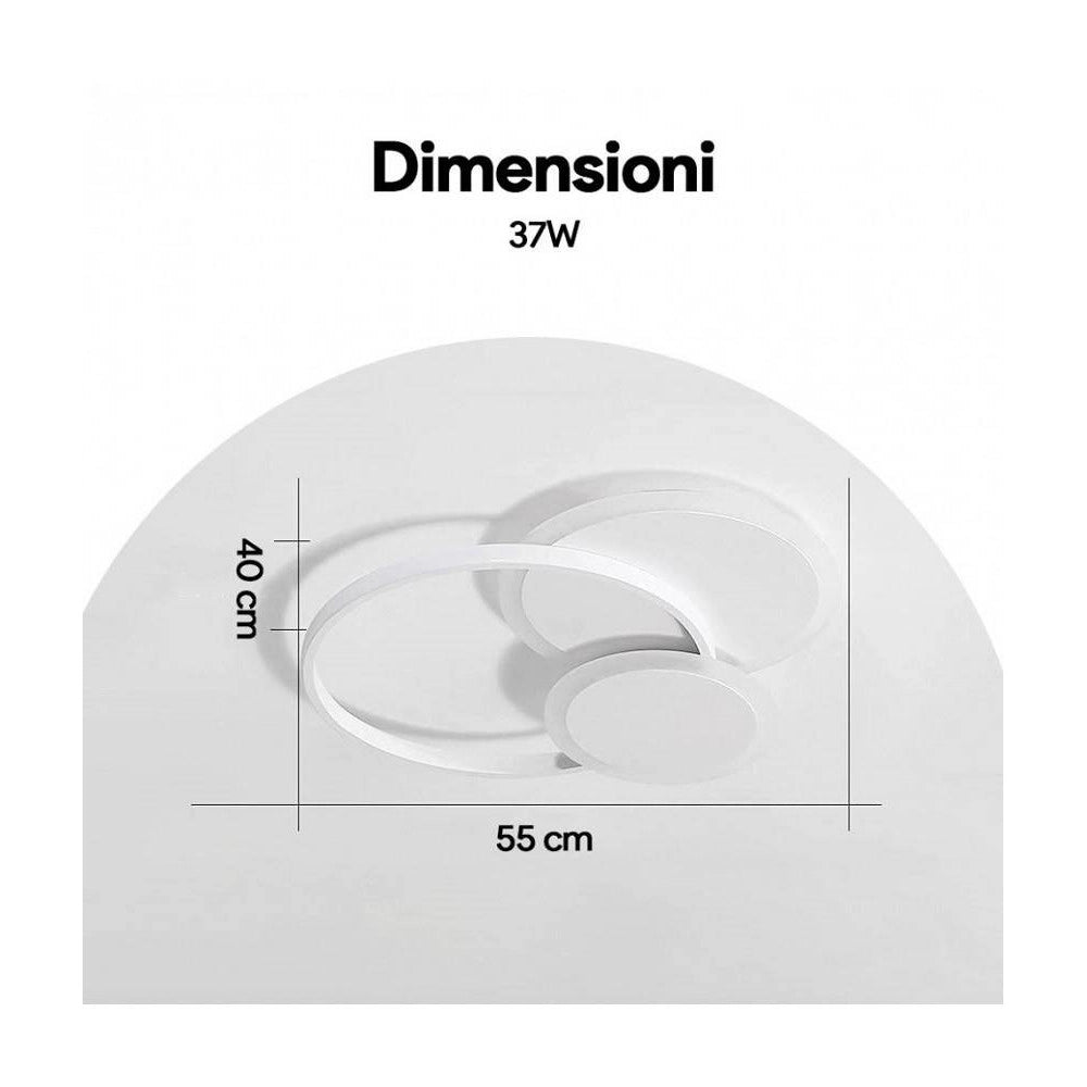 Trade Shop - Plafoniera Led Design Moderno 3 Cerchi 37 Watt Luce Fredda Naturale Calda C32 -