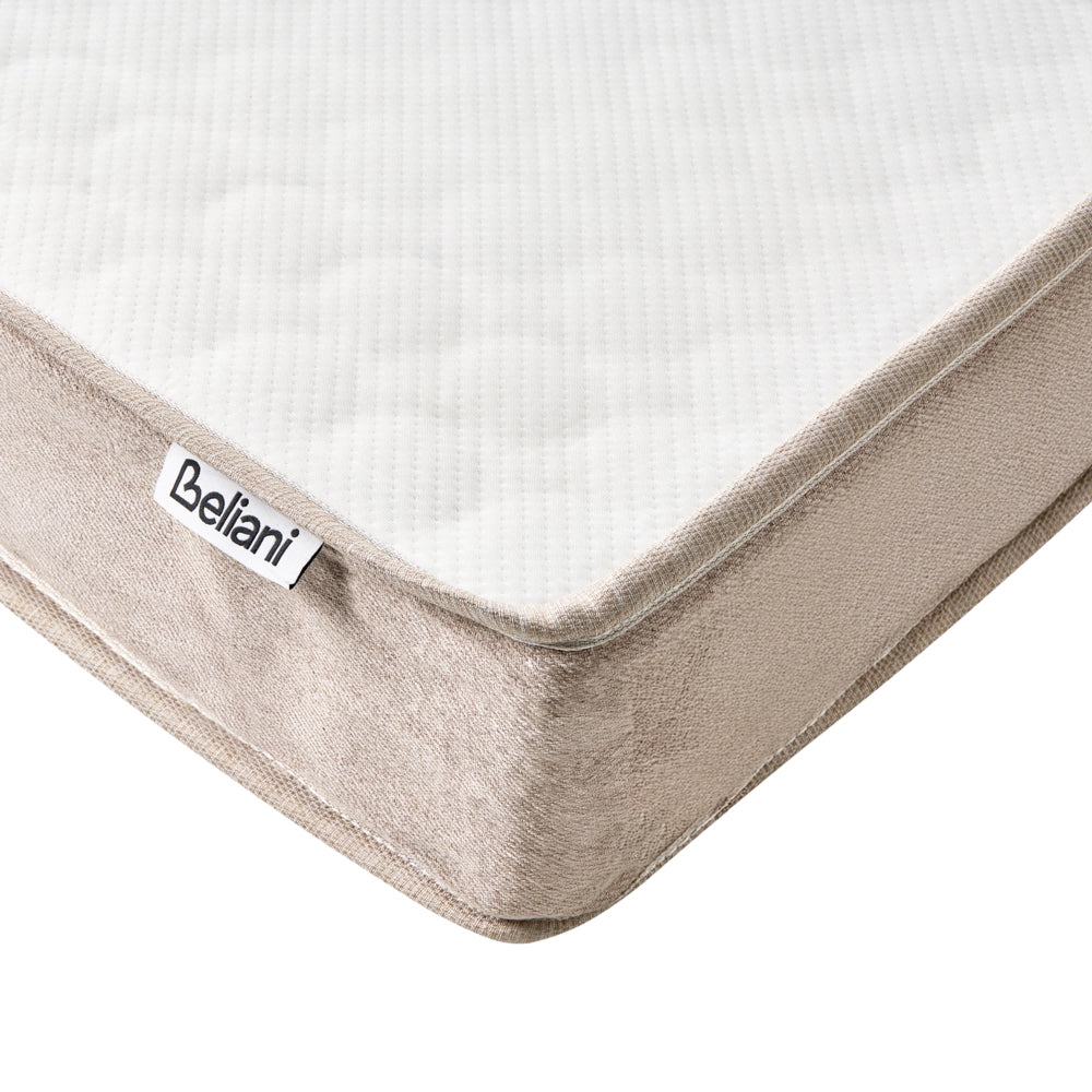 Letto matrimoniale con rete in tessuto 180 x 200 cm con materasso a molle insacchettate senza testiera camera da letto beige