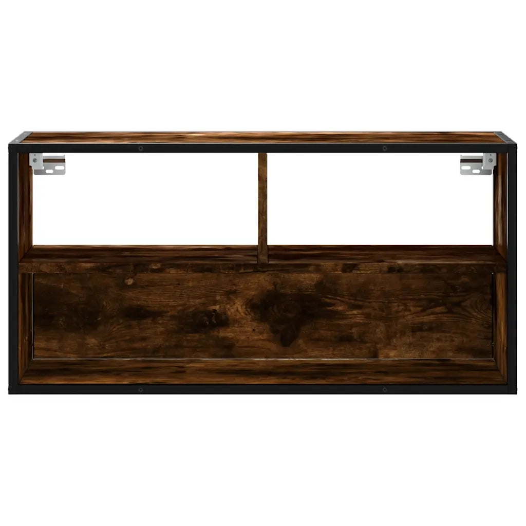 Mobile TV Rovere Fumo 80x31x39,5 cm Legno Multistrato e Metallo