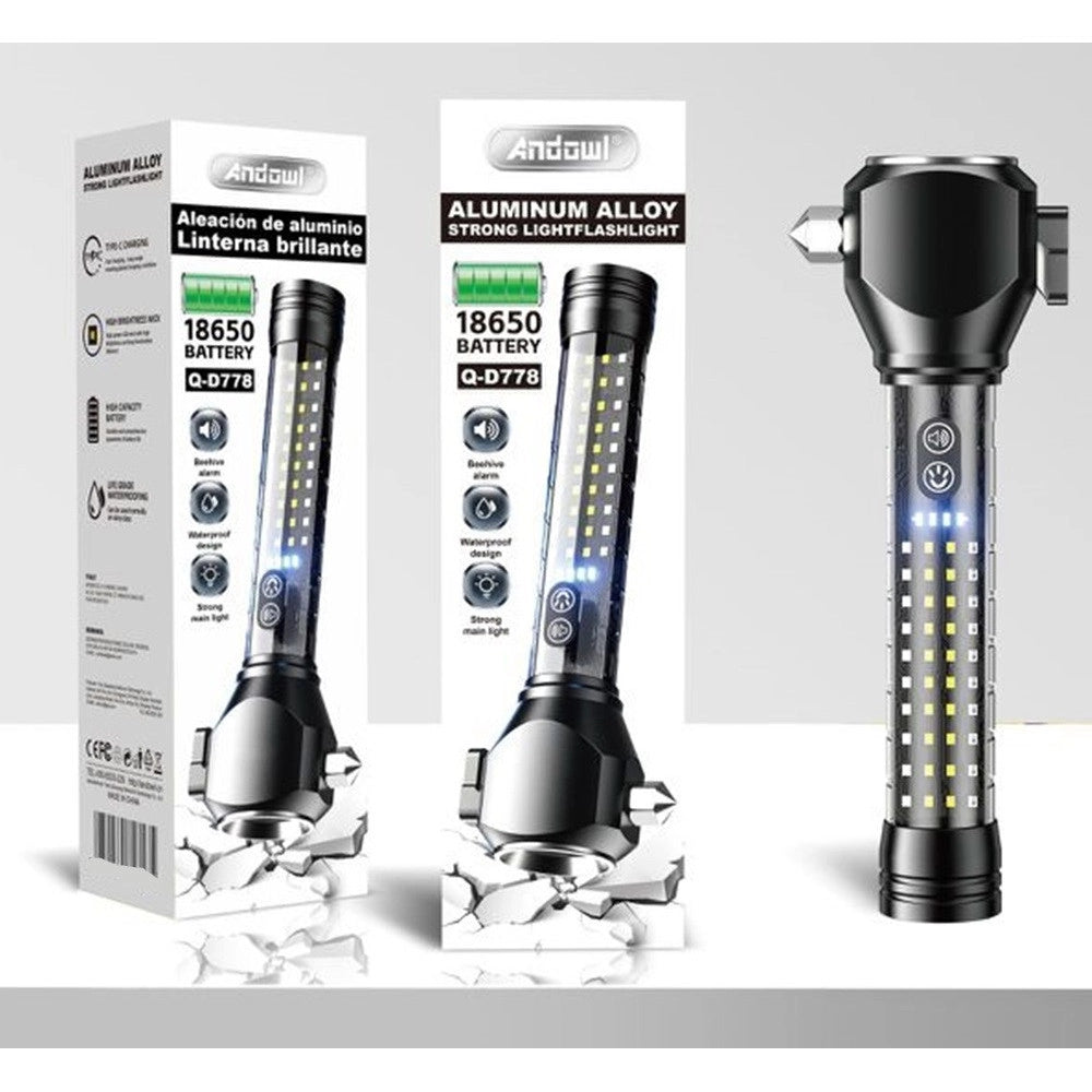 Trade Shop - Torcia Elettrica Multiutensile A Led Potente Ricaricabile Portatile In Alluminio Q-d778 -