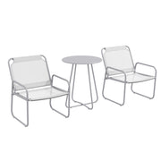 Set da giardino a 3 pezzi: 2 poltrone in tessuto traspirante + tavolino rotondo ?60 cm; grigio chiaro