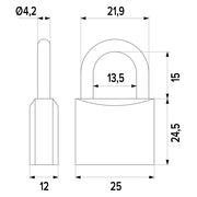 LUCCHETTO RETTANGOLARE mm 25- 10 pezzi  - ISEO