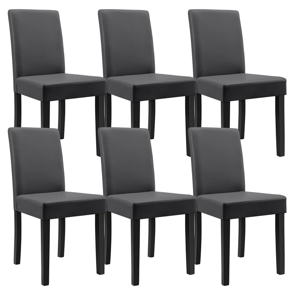 Tavolo da pranzo bianco opaco con 6 sedie grigio scuro imbottite in pelle sintetica 140x90 03_0004022