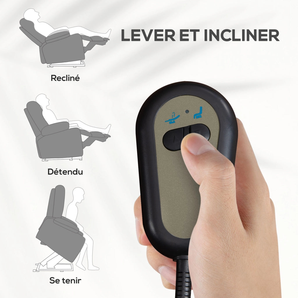 Poltrona elettrica reclinabile con poggiapiedi e telecomando grigio ¨C zephmum ¨C tessuto