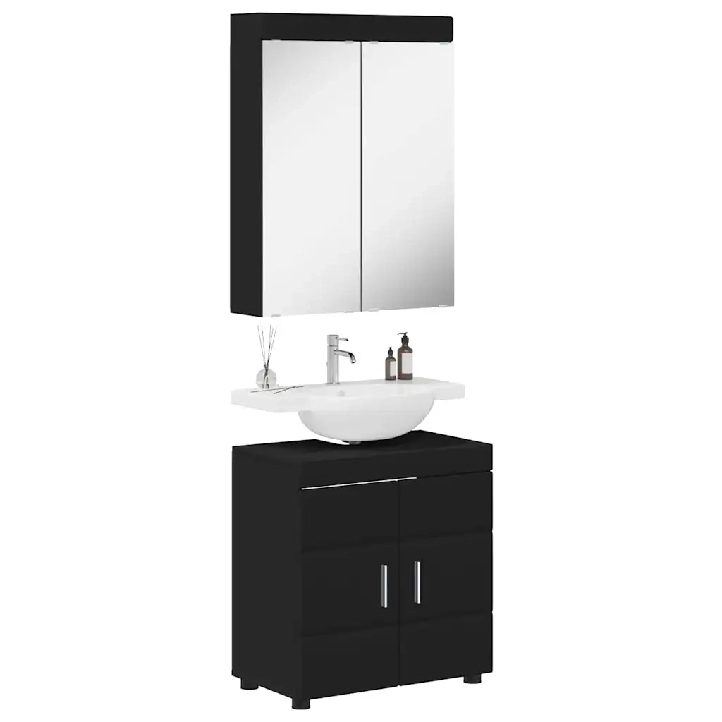 Set di mobili per il bagno TULUM 2 pcs Nero 60 x 34 x 63 cm 3398015
