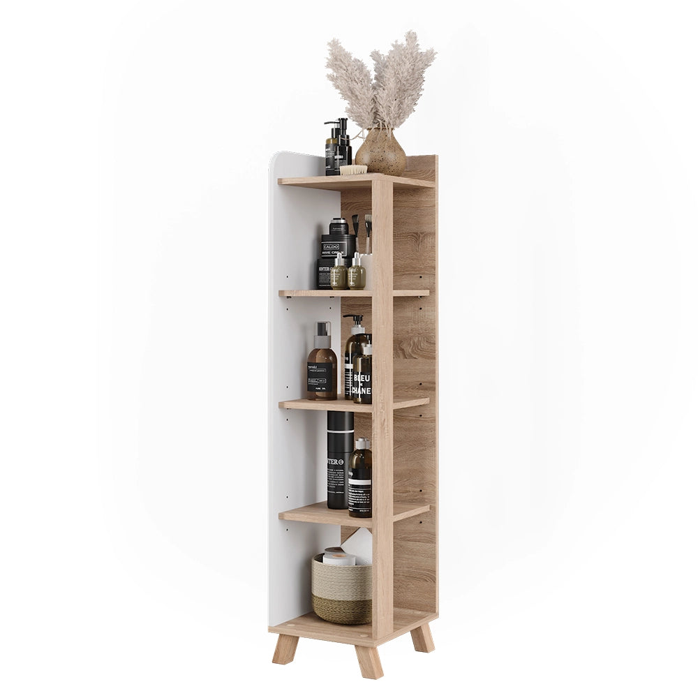 Vicco Mensola da bagno Sonoma/Bianco 30 x 128 cm con 4 scomparti