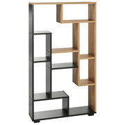 Libreria Industriale 9 Scaffali Legno chiaro e Struttura Nera con schienale aperto stile moderno