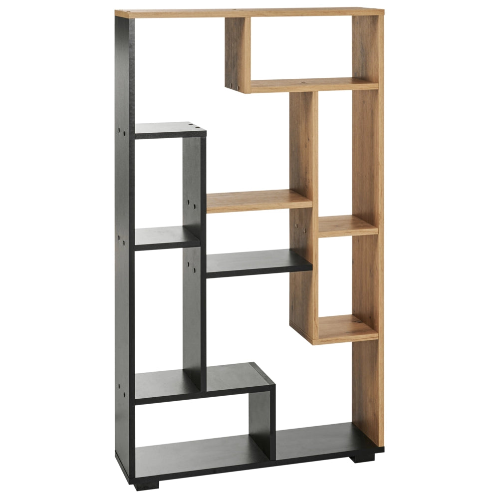 Libreria Industriale 9 Scaffali Legno chiaro e Struttura Nera con schienale aperto stile moderno