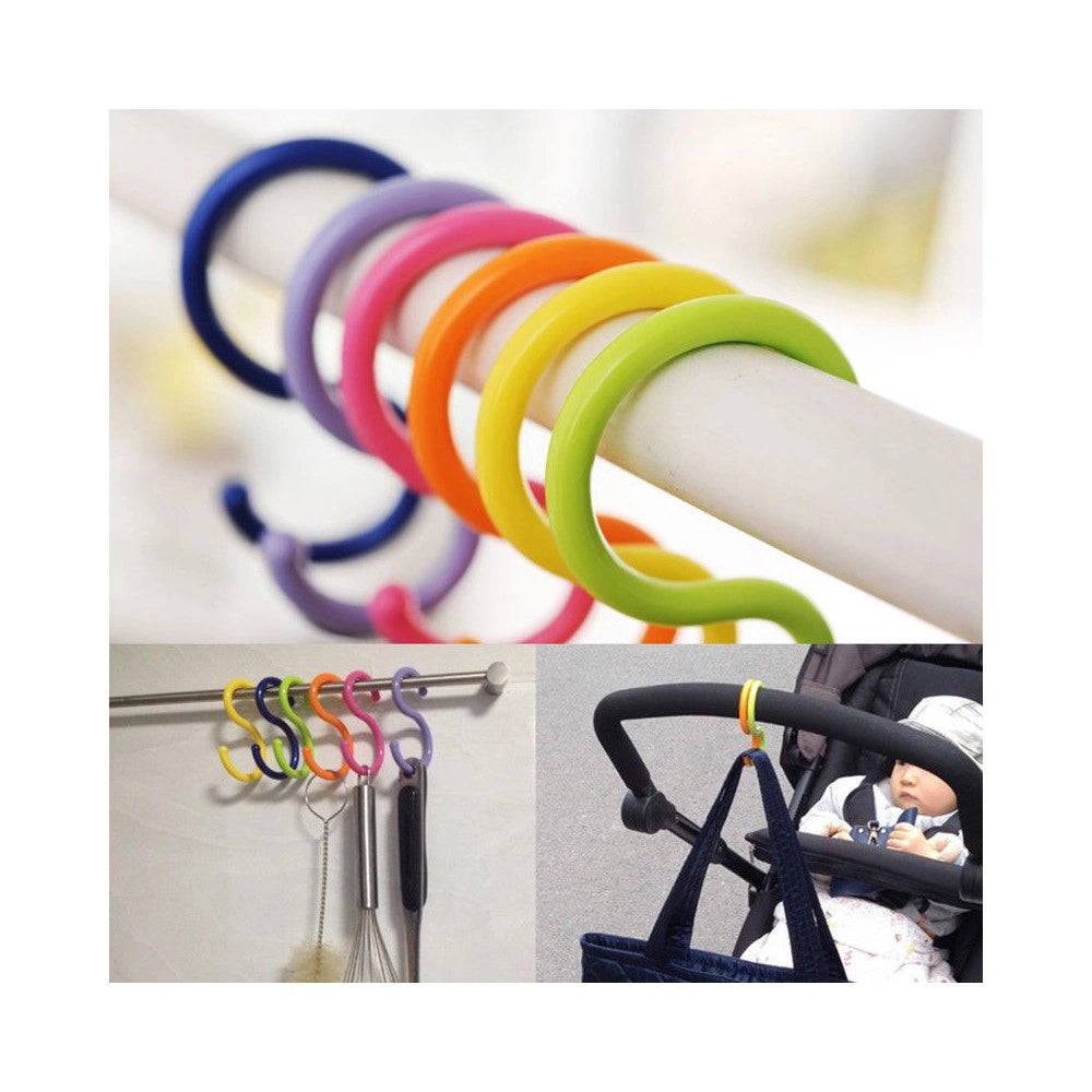 Trade Shop - Set 6 Pezzi Ganci A S Appendini Multiuso Plastica Colorati Gancetti Per Varie -