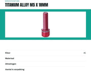 Set di Spaziatori per Bicicletta in Lega di Titanio M5 x 18mm - Kit da 6 pezzi - Adatto per MTB e Biciclette da Corsa - Alta Resistenza - Spaziatori per Bicicletta