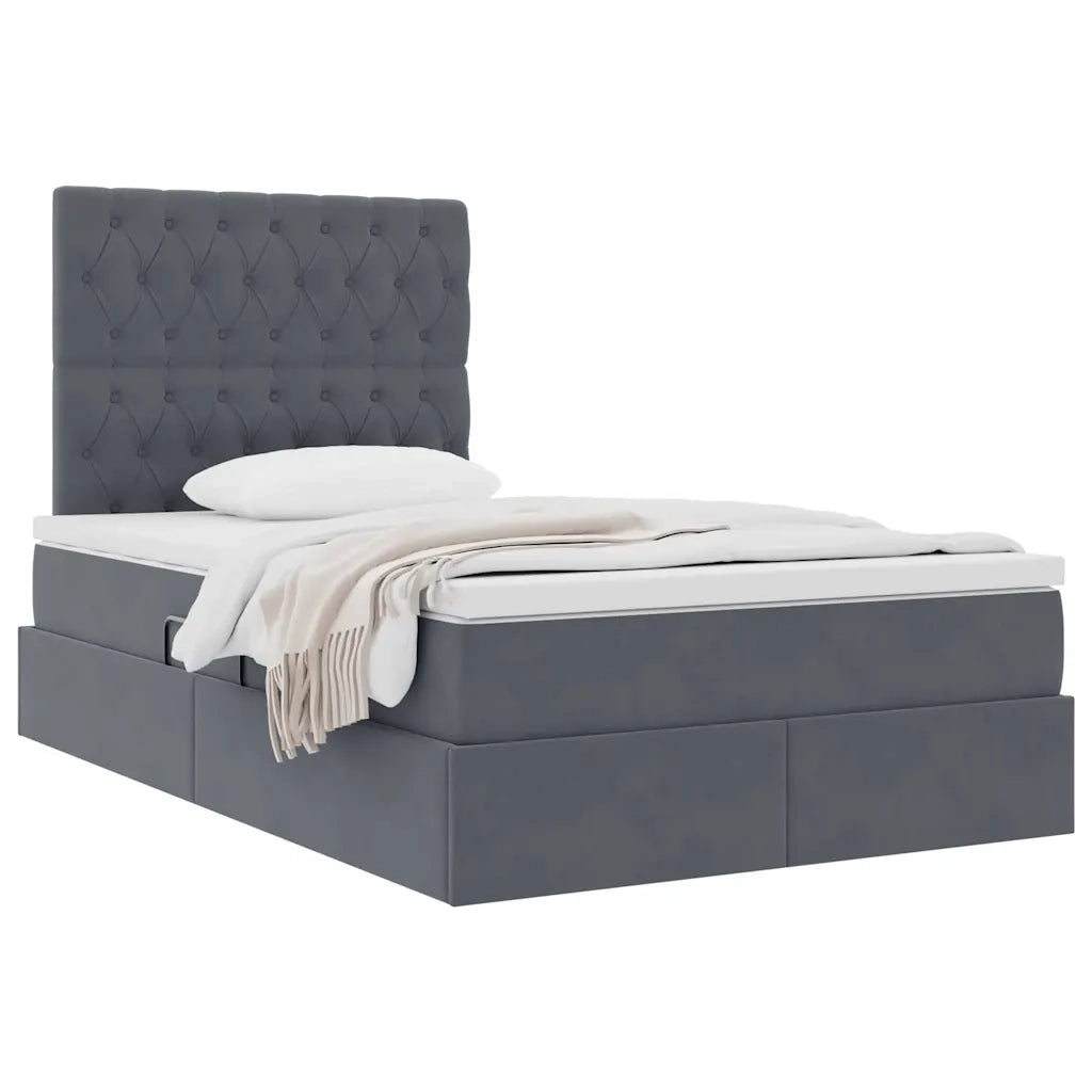 Letto con contenitore e materasso Grigio scuro 120 x 200 cm