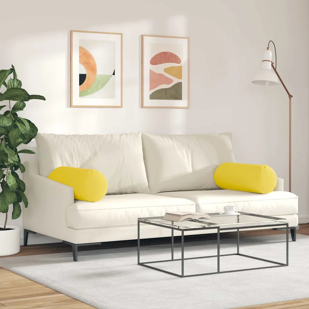 Cuscini a rullo 2 pcs Giallo Chiaro Ø 25 x 70 cm Tessuto