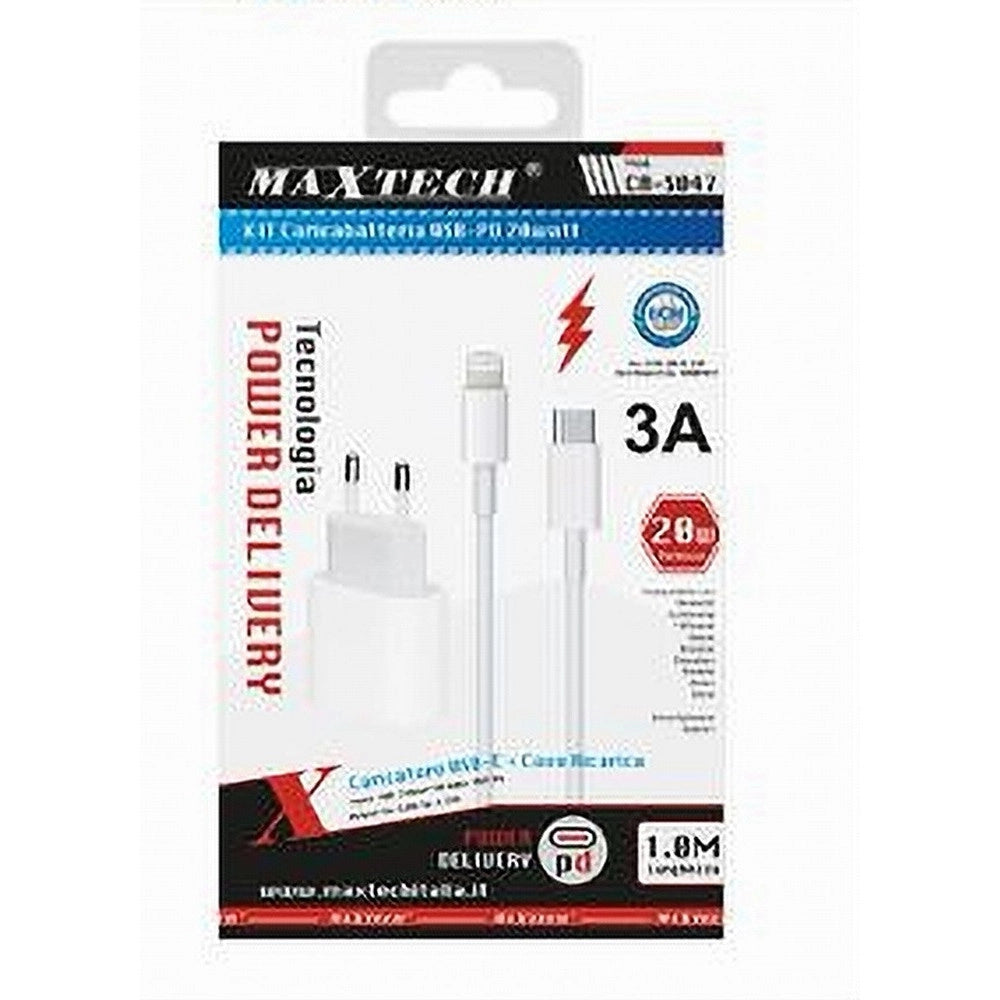 Trade Shop - Kit Caricabatteria Caricatore Cavo Lightning 20 Watt 3000ma Smartphone Ca-s047 -