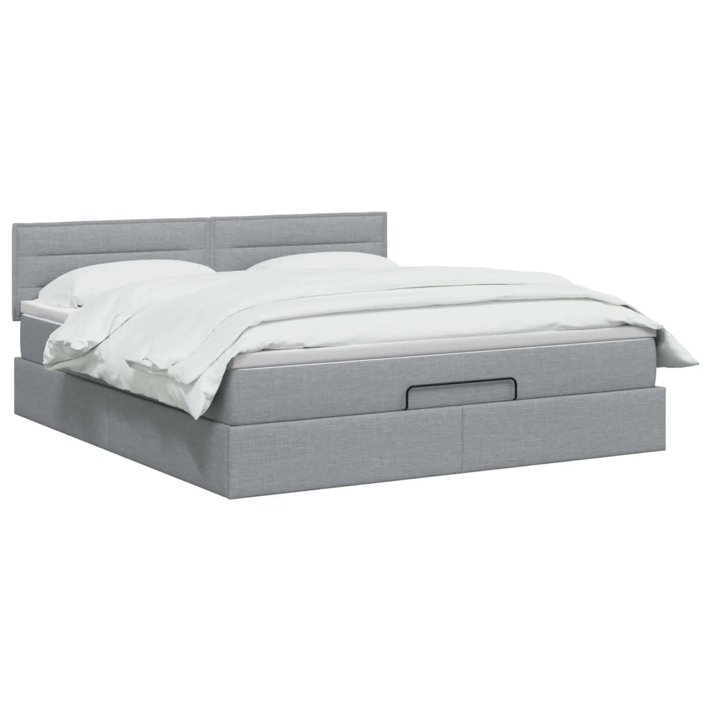 Letto ottomano con materasso Grigio Chiaro 140 x 200 cm Tessuto 3456247