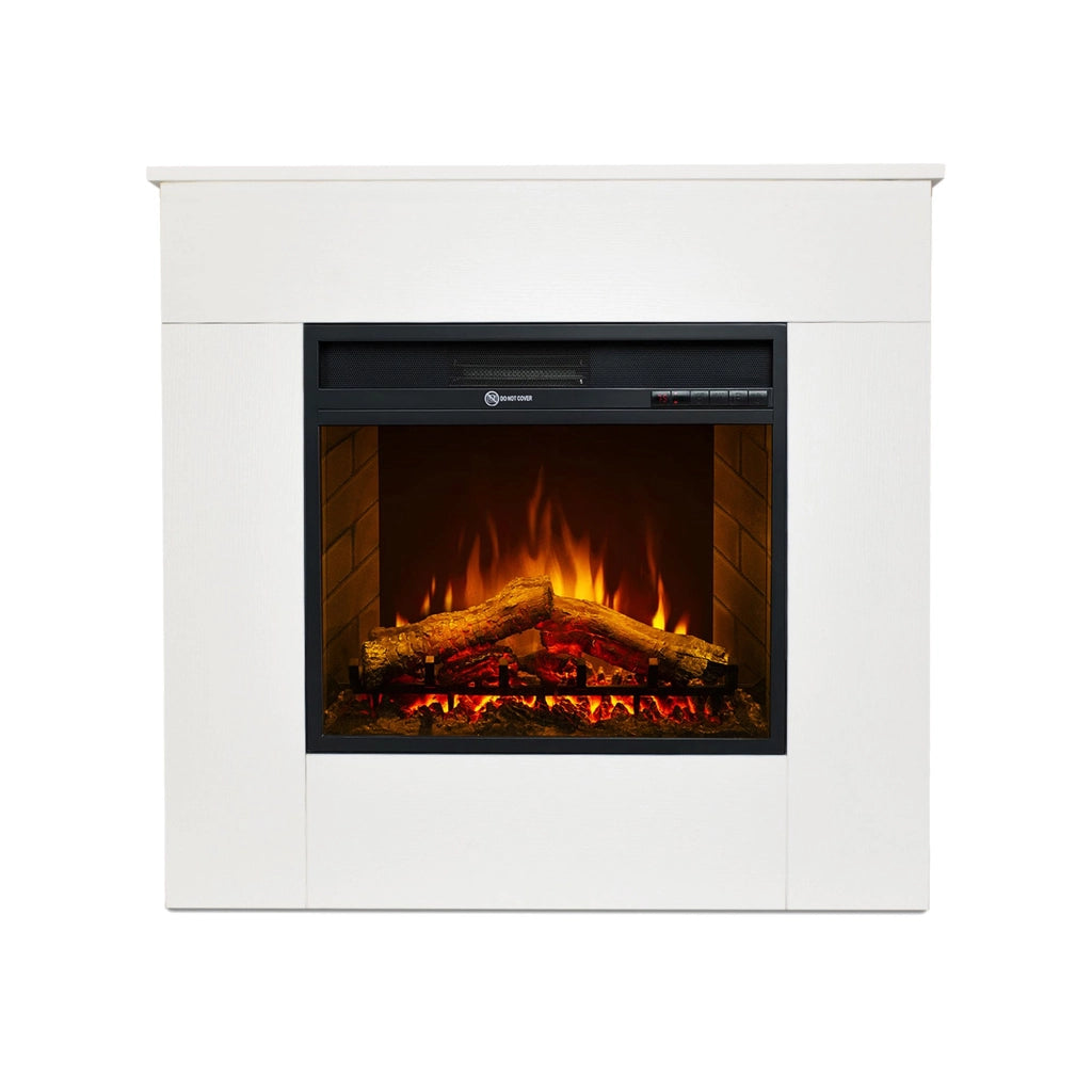 Caminetto Feletto, Camino Elettrico Superficie Riscaldabile 30 m2, 96x36x90h cm Bianco