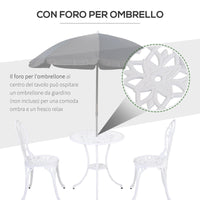 Set Tavolino e 2 Sedie da Giardino in Alluminio Bianco