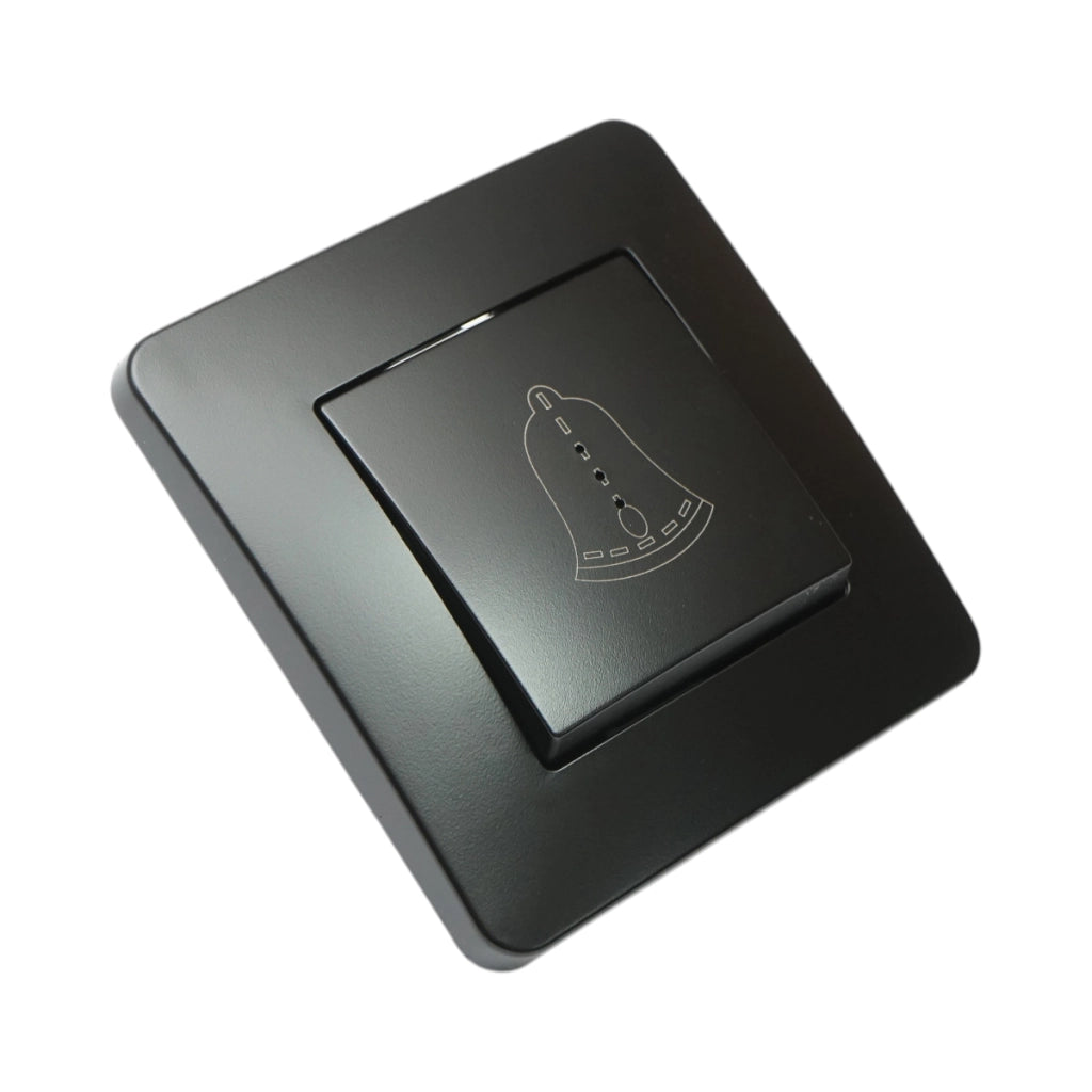 Interruttore campanello LED con ritorno, nero, da incasso, 220V, 10AX, PC 80x80mm
