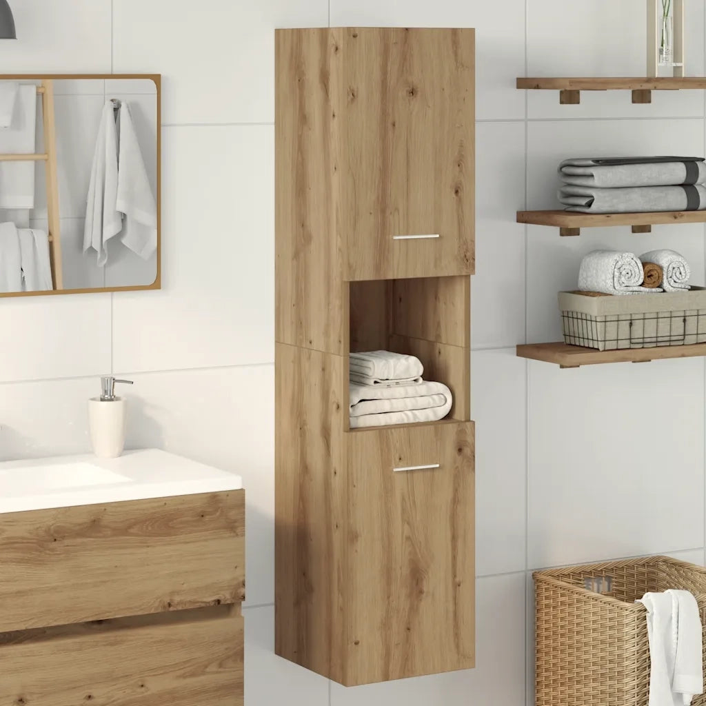 vidaXL Mobile Pensile Bagno Rovere Artigianale 30x30x130cm Truciolato